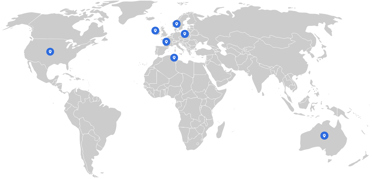 global map with office location pins